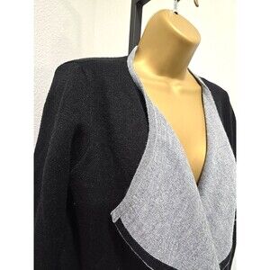 Vtg Lineamaglia Italian Wool Blend Open Cardigan Oversized Sm Black Gray Office